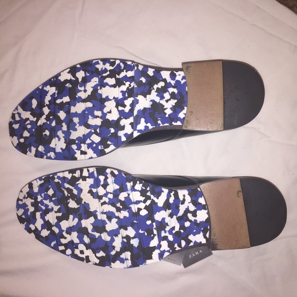 ‼️BUY NOW✨Black Leather Oxfords w/ Blue Camo Soles
